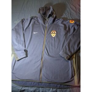 Nike Showtime THERMA-FIT Navy Blue Full-Zip Hoodie with Orange Logo